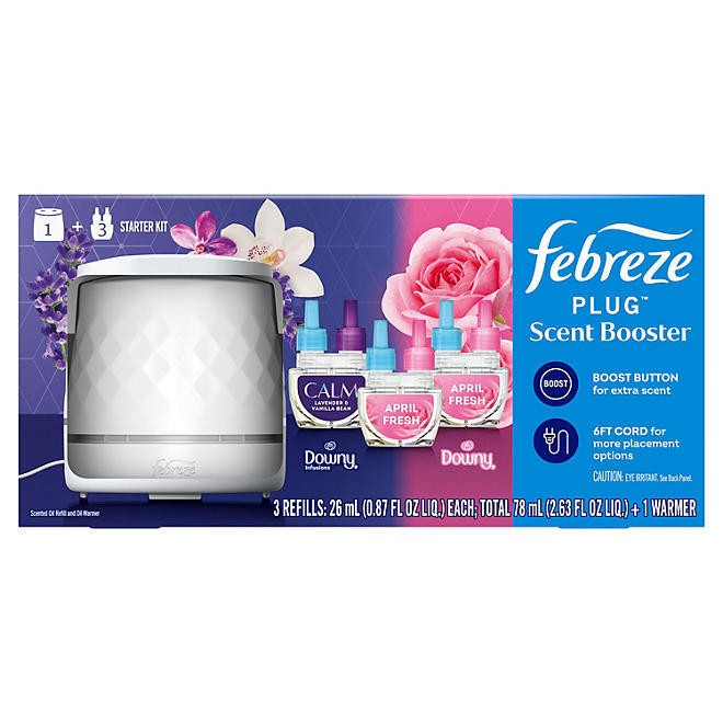 FEBREZE Plug Scent Booster Kit CALM Lavender Vanilla Bean April Fresh 3 Refills - Bellso